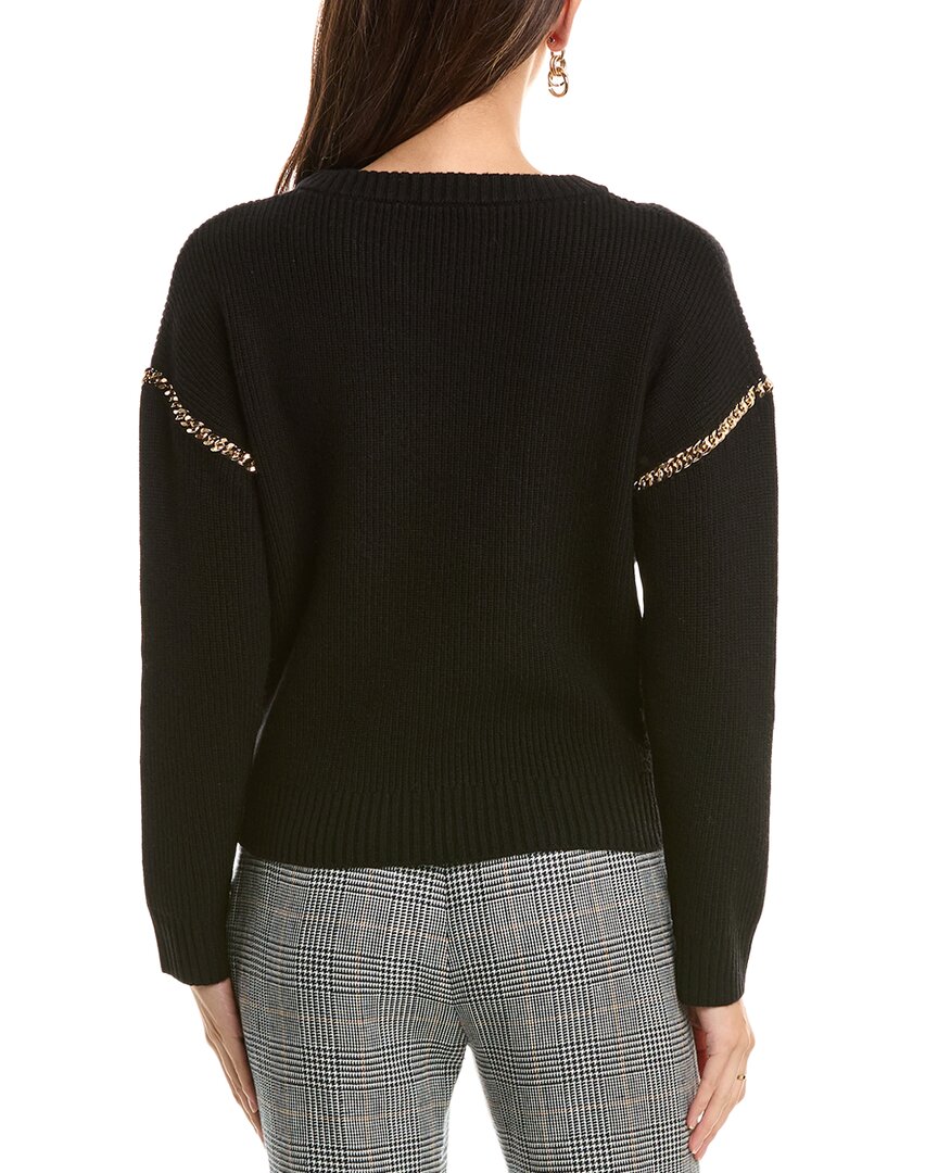 Elie Tahari Drop-Shoulder Chain Wool-Blend Sweater