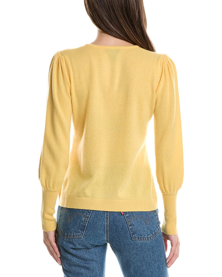 Forte Cashmere Gathered Sleeve Crew Cashmere Sweater