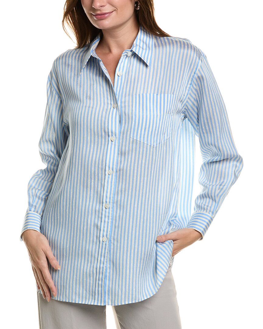 Lafayette 148 New York Boyfriend Oversized Silk-Blend Shirt