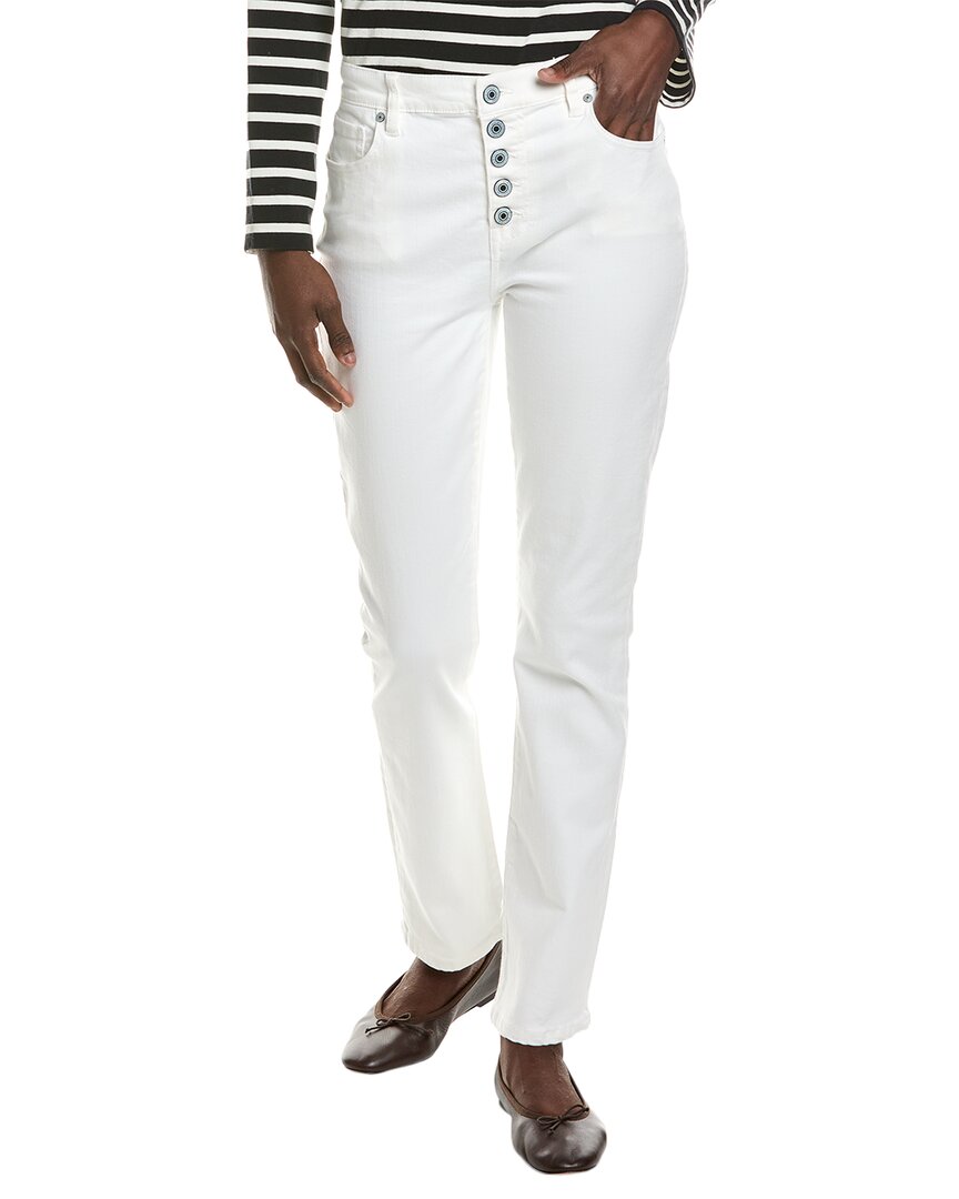 Cabi Button Fly White Straight Jean