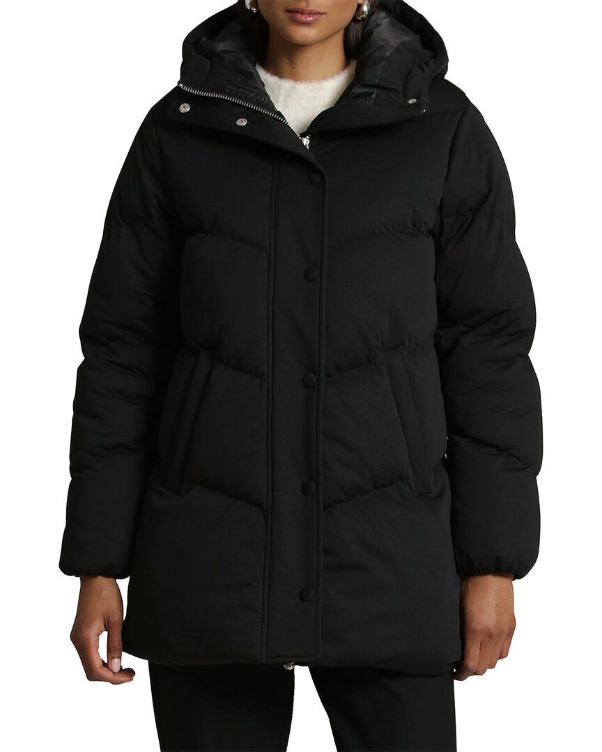 Avec Les Filles Mid Length Knit Duvet Puffer