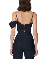 Carolina Herrera One-Shoulder Sash Corset Cropped Top2