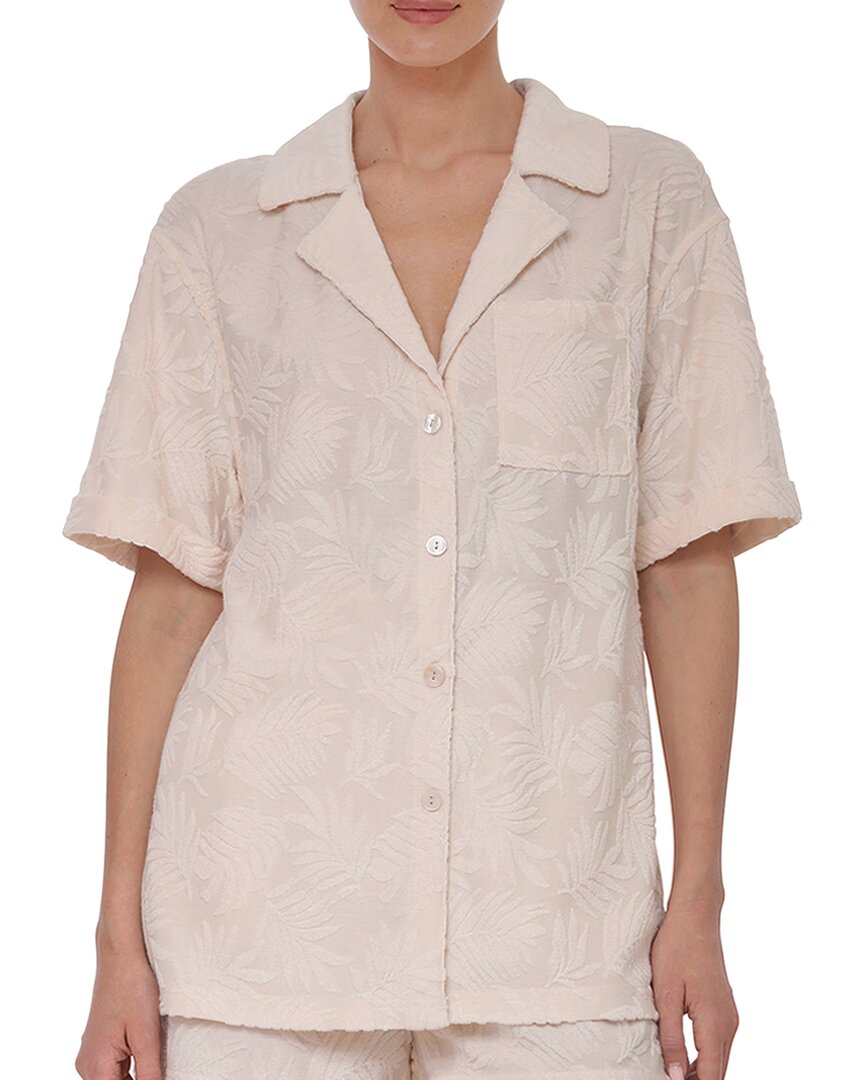 Avec Les Filles Button Front Burnout Terry Shirt