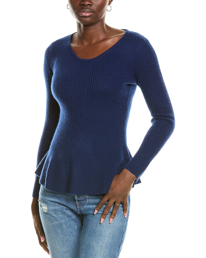 Sofiacashmere Peplum Rib Scoop Neck Cashmere Sweater