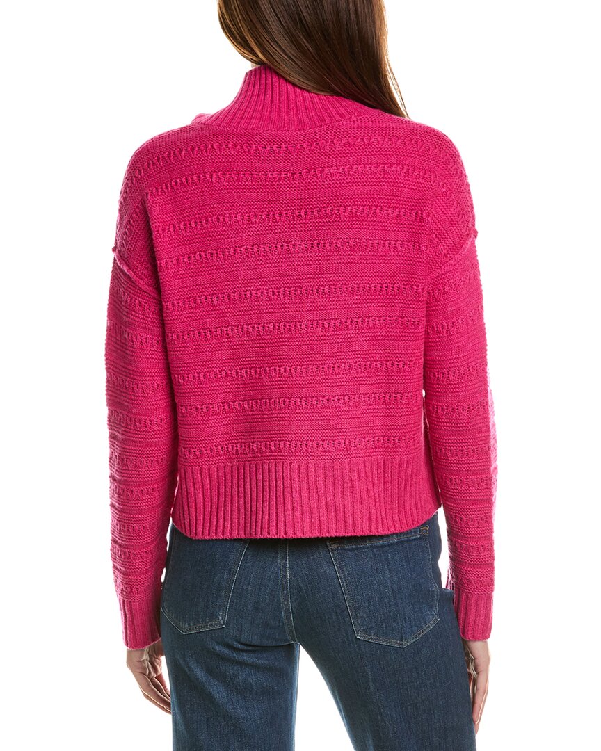 Forte Cashmere Crop Textured Mock Neck Wool & Cashmere-Blend Sweater