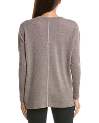 Forte Cashmere High-Low Seamed V-Neck Cashmere Sweater2