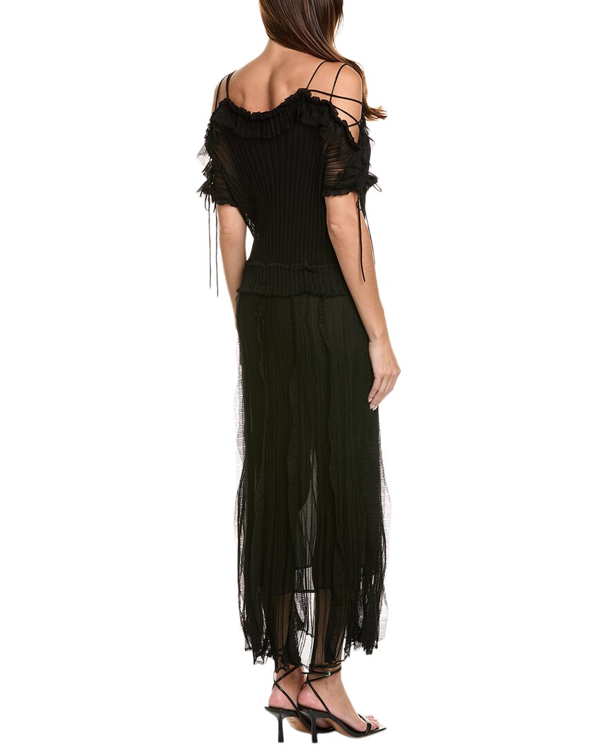 Valentino Pleated Cold-Shoulder Silk-Blend Maxi Dress