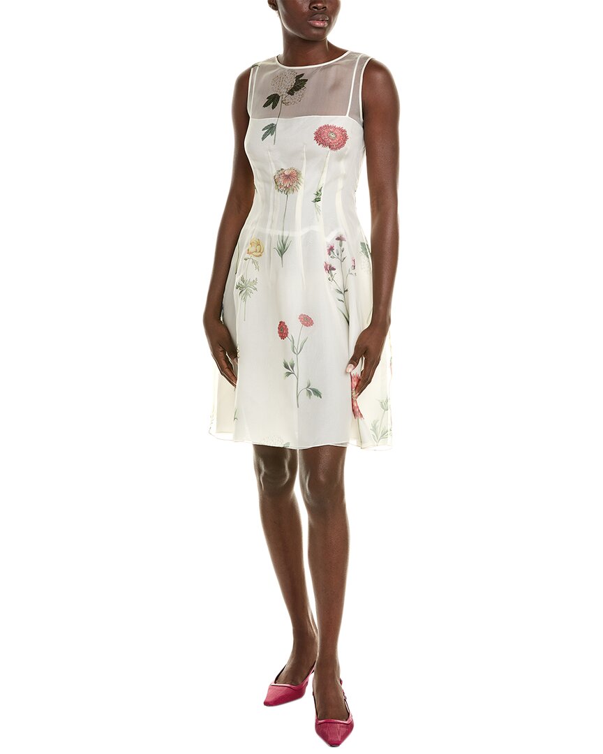 Oscar De La Renta Botanical Organza Silk A-Line Dress