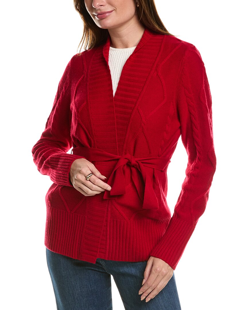 Forte Cashmere Belted Cable Wool & Cashmere-Blend Cardigan1