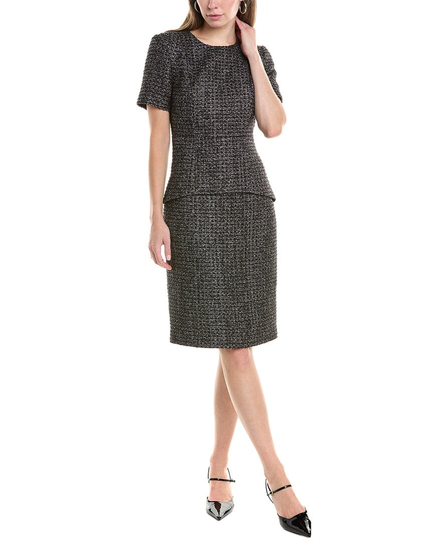 St. John Metallic Tweed Midi Dress