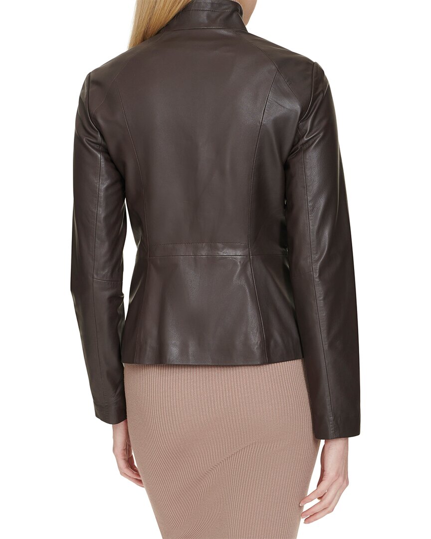 Cole Haan Feather Weight Leather Molded Collar Jacket