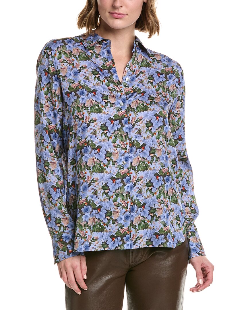 Vince Wild Primrose Slim Fitted Silk-Blend Blouse