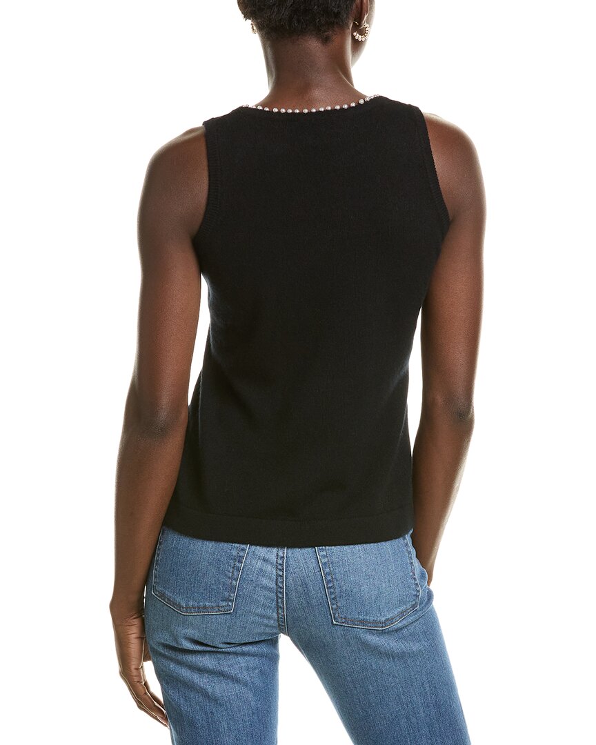 Sofiacashmere Embellished Trim Cashmere Tank Top