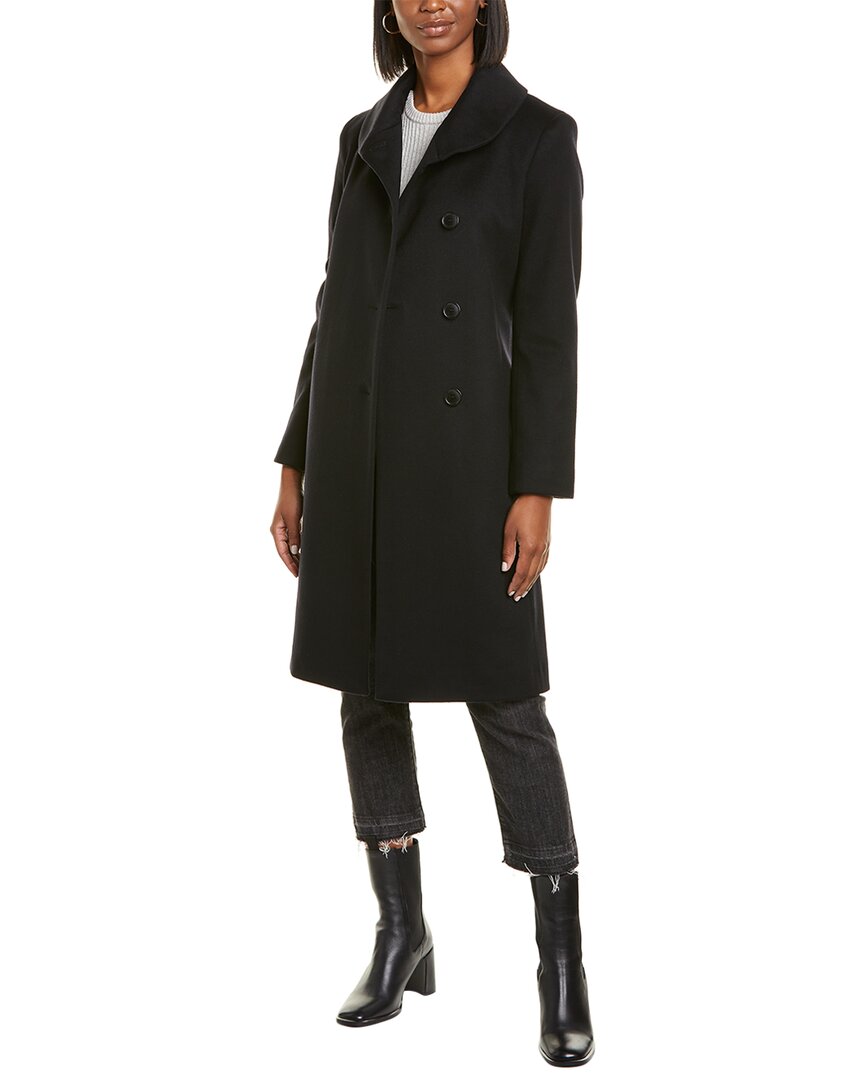 Sofiacashmere Round Collar Wool & Cashmere-Blend Coat