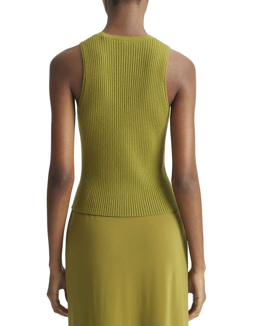 Vince Ribbed High Neck Wool-Blend Tank