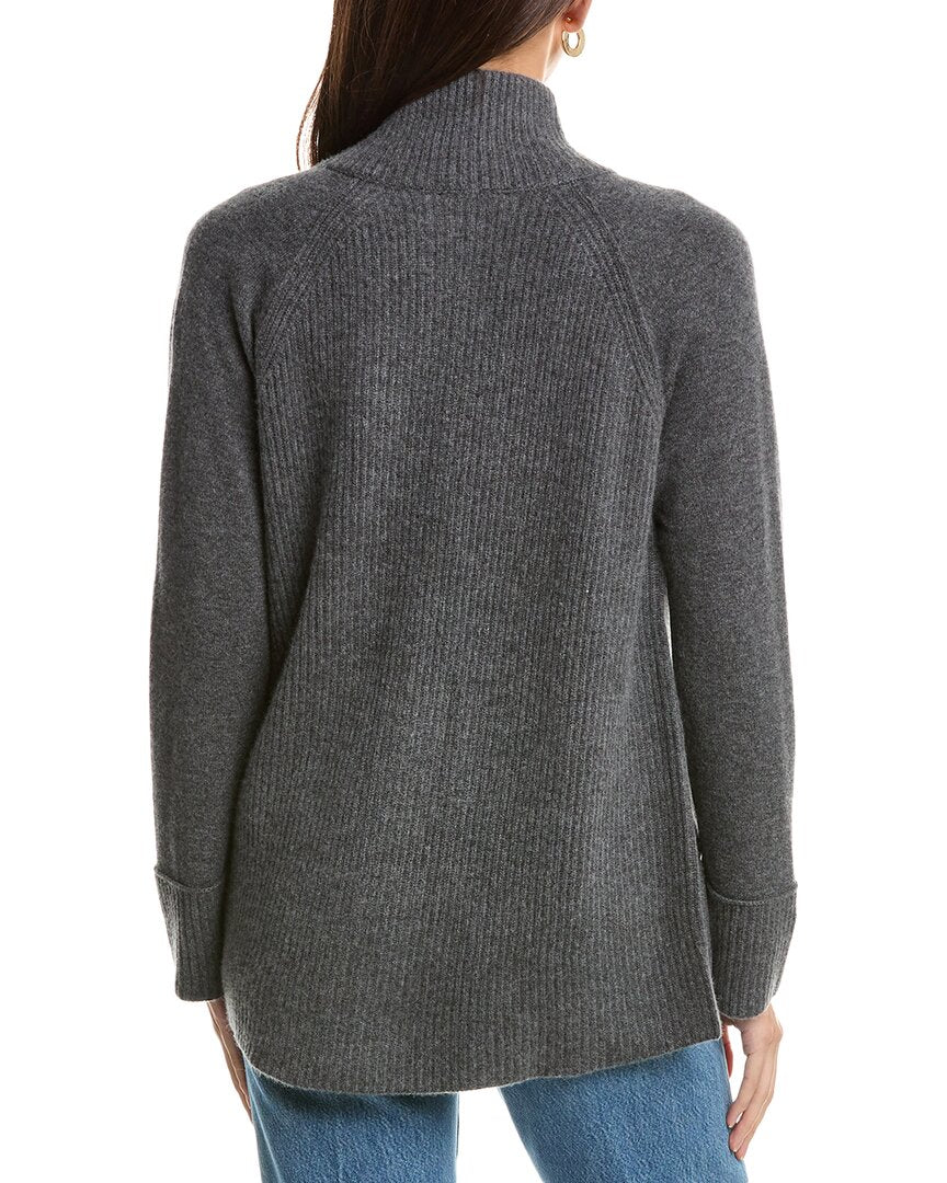 Forte Cashmere Zip Mock Cashmere Cardigan