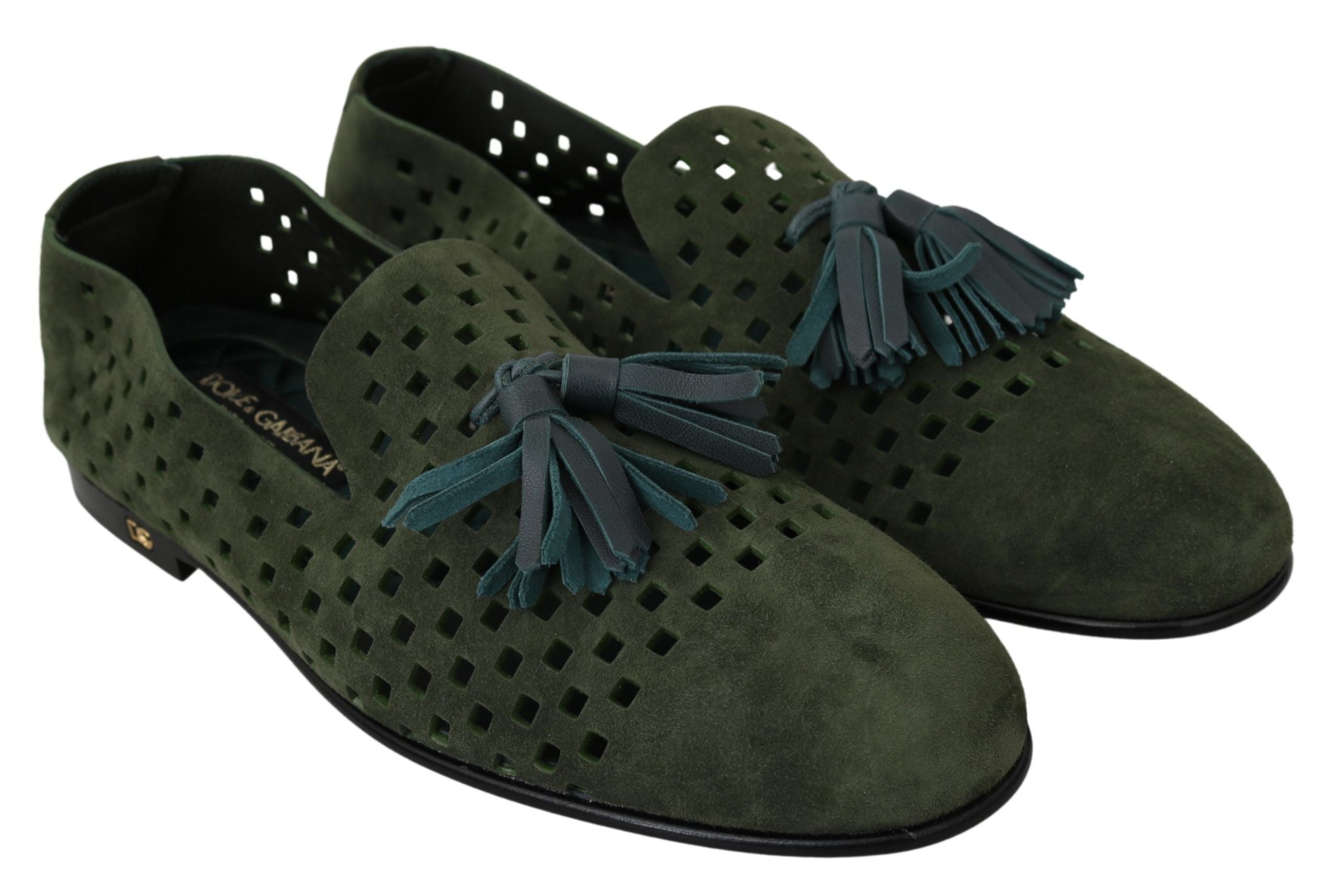 Dolce & Gabbana Elegant Green Suede Loafers for Men's Men