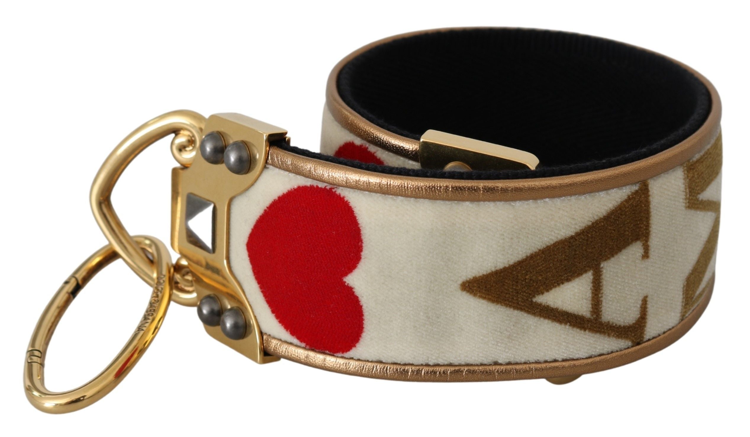 Dolce & Gabbana Chic Gold AMORE Print Shoulder Women's Strap