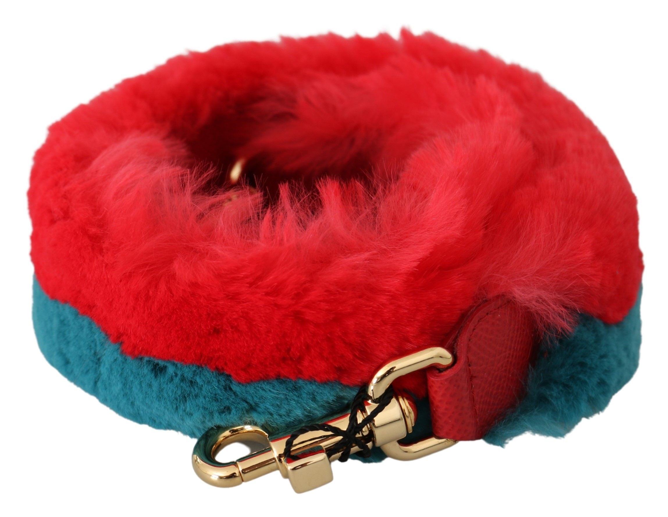 Dolce & Gabbana Elegant Red Lapin Fur Shoulder Women's Strap