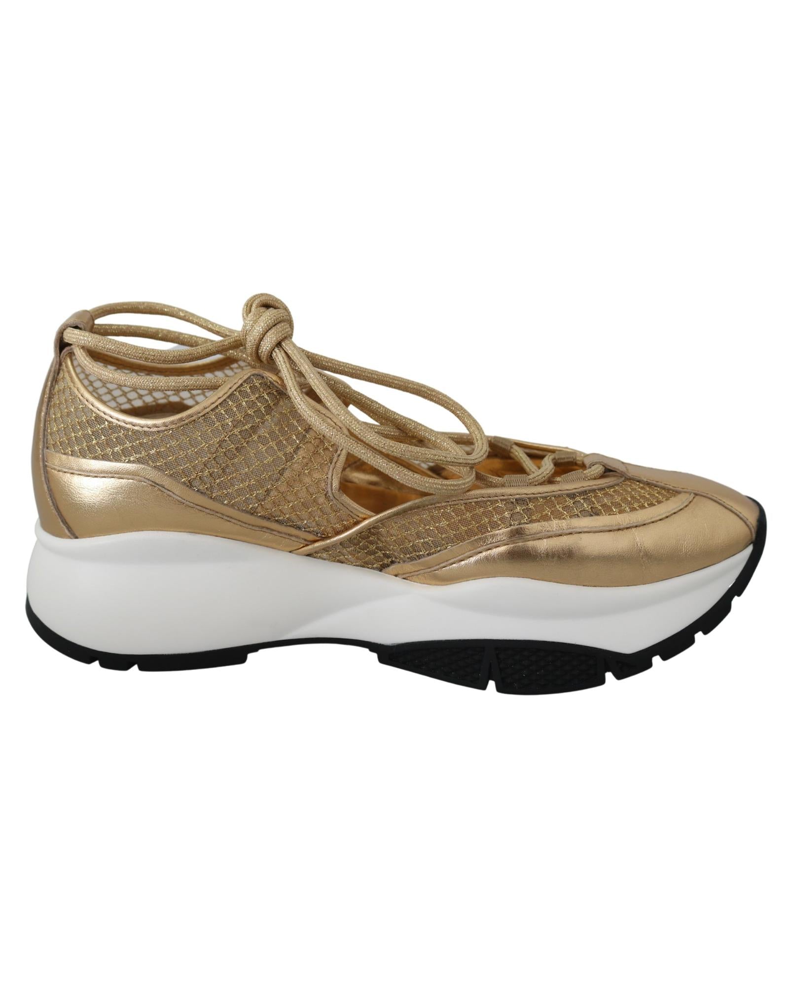 Jimmy Choo  Diamond Gold Leather Sneakers