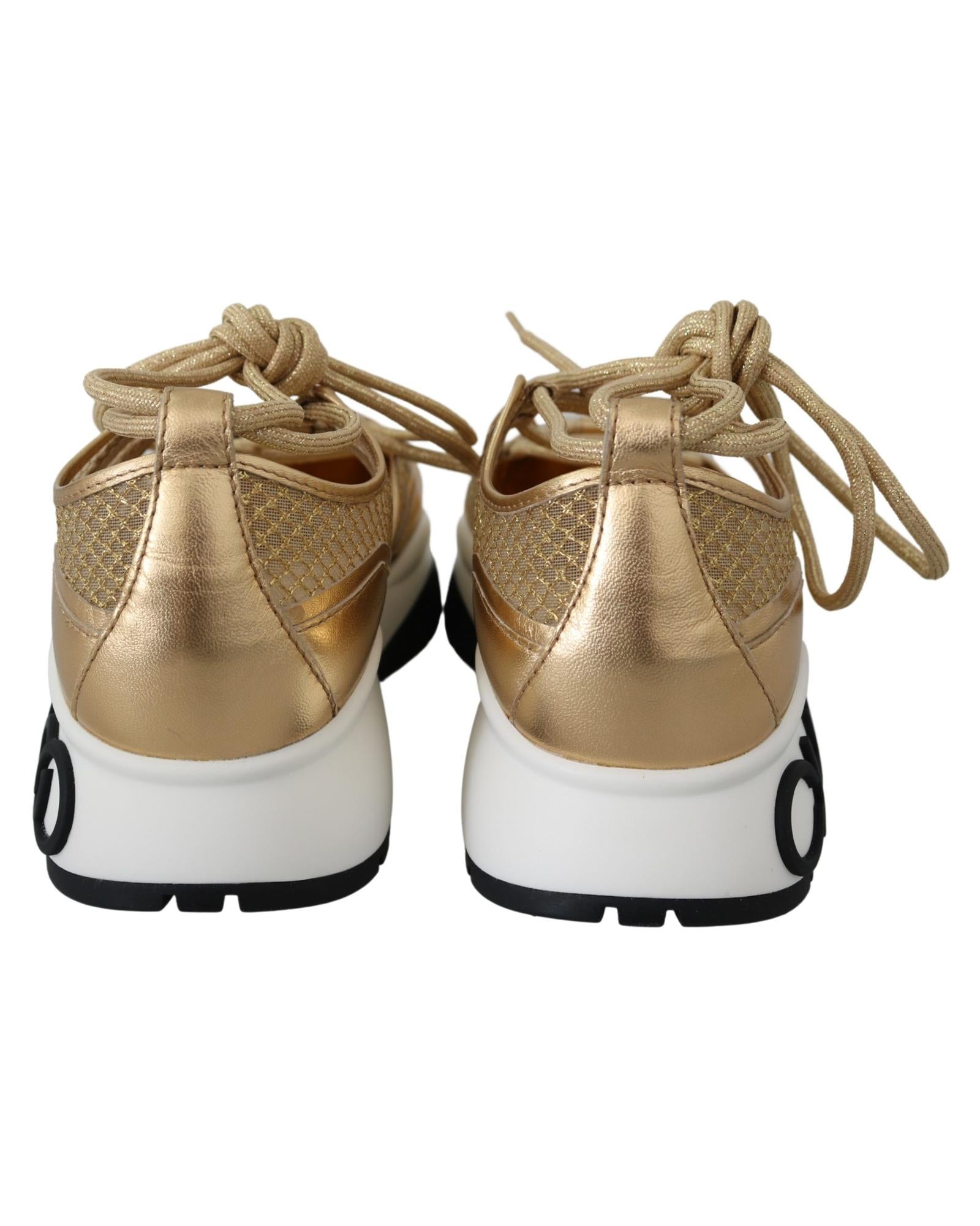 Jimmy Choo  Diamond Gold Leather Sneakers