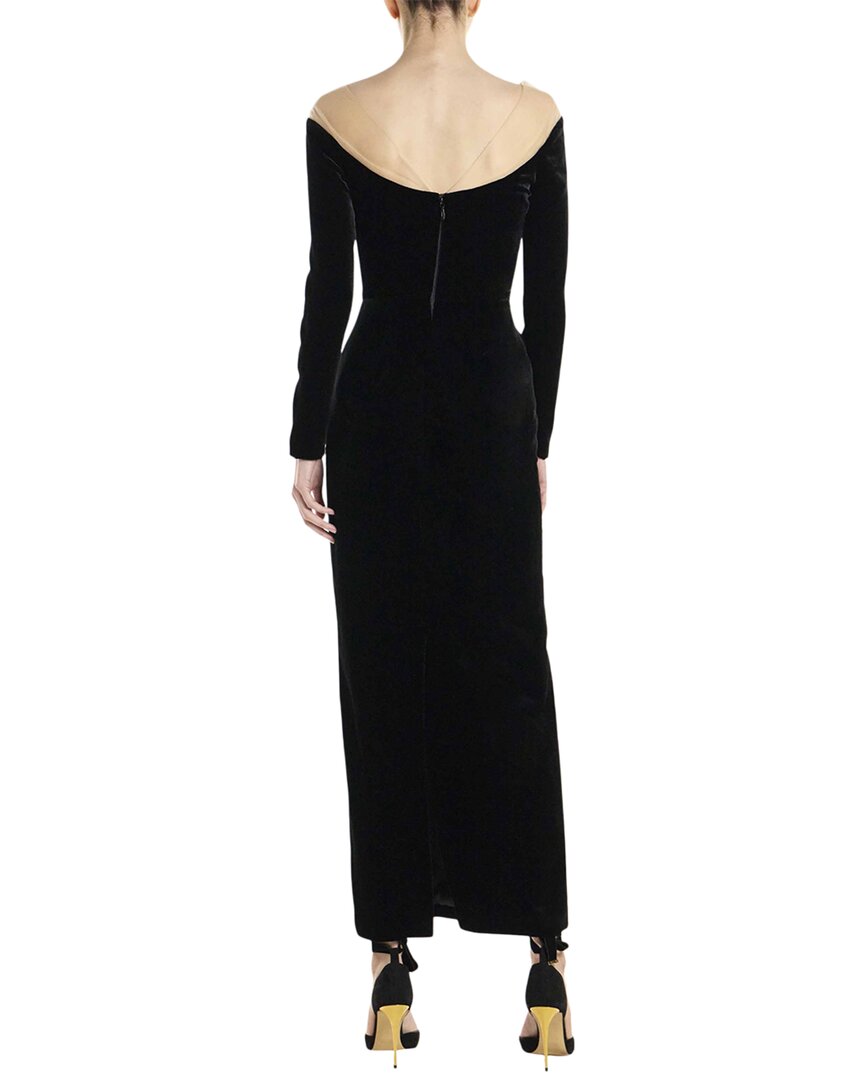 Monique Lhuillier Off The Shoulder Silk-Blend Column Gown