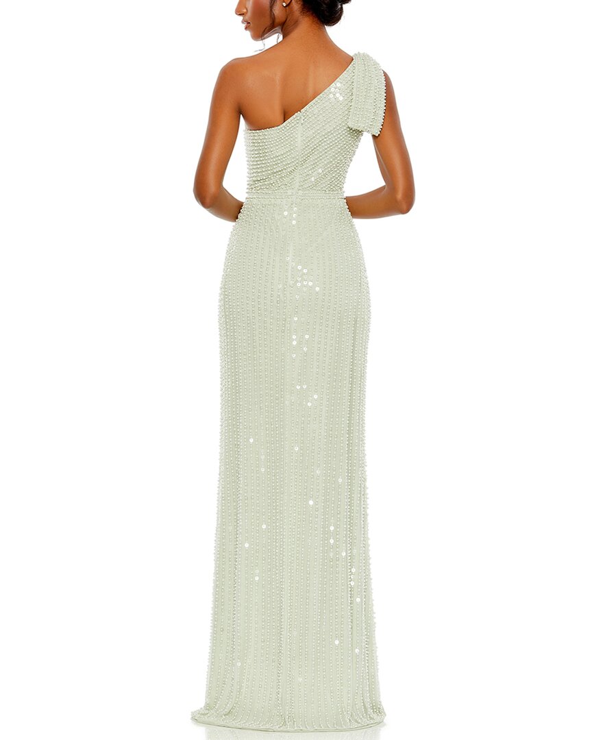 Mac Duggal Pearl Embellished Soft Tie One Shoulder Gown