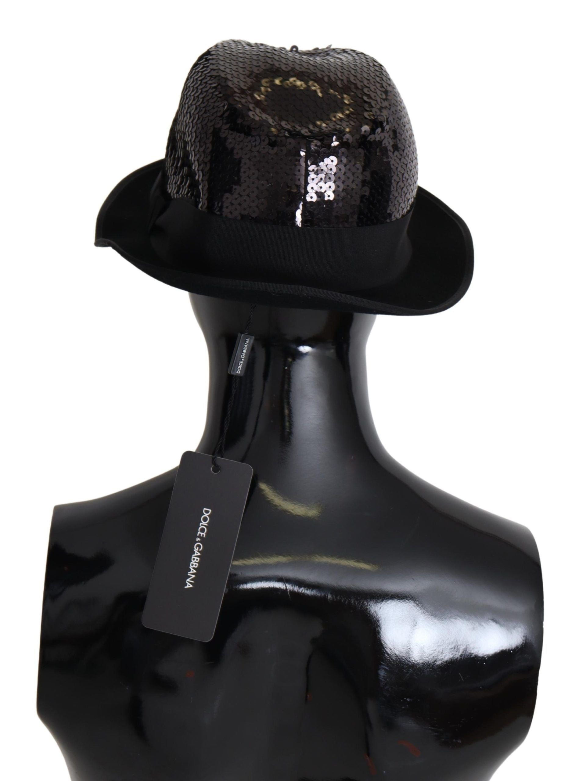 Dolce & Gabbana Elegant Black Sequin Fedora Men's Hat