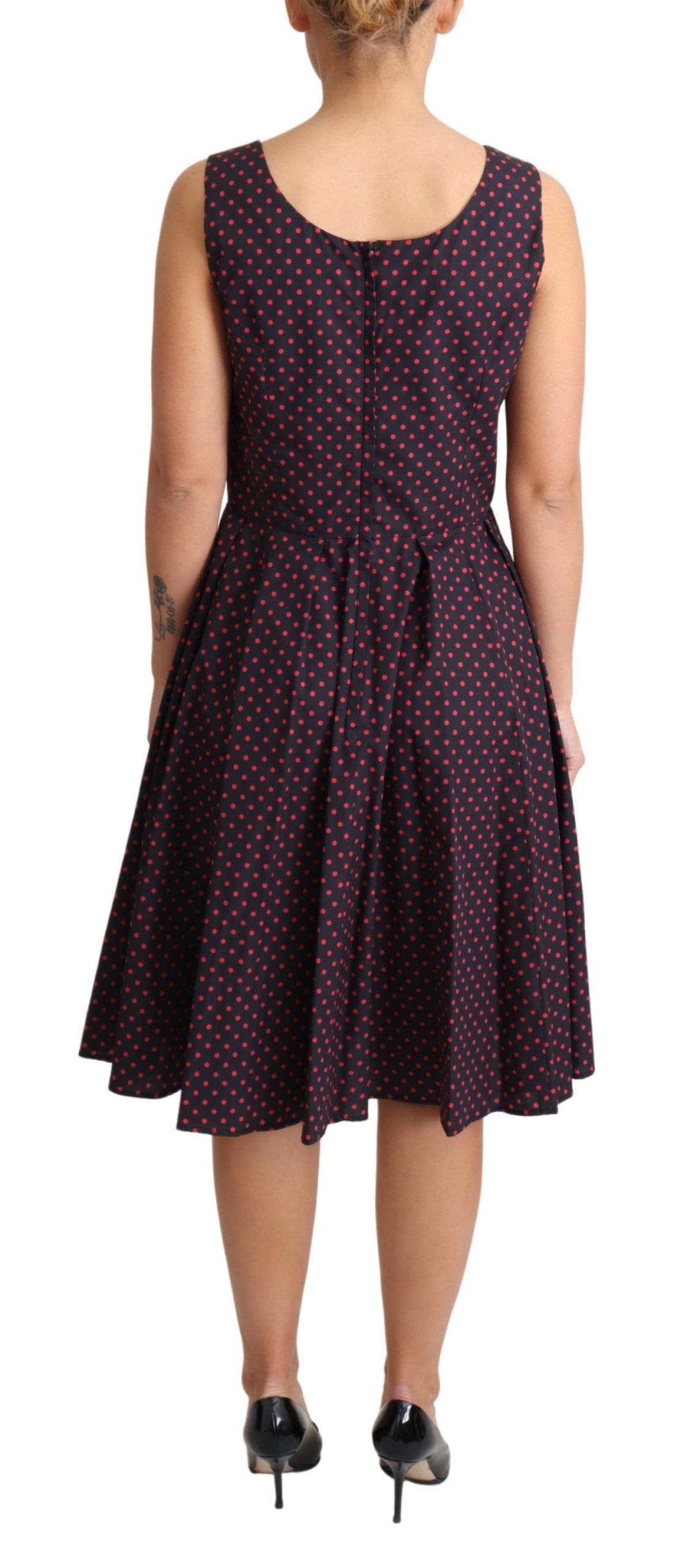 Dolce & Gabbana Chic Polka Dotted A-Line Sleeveless Women's Dress