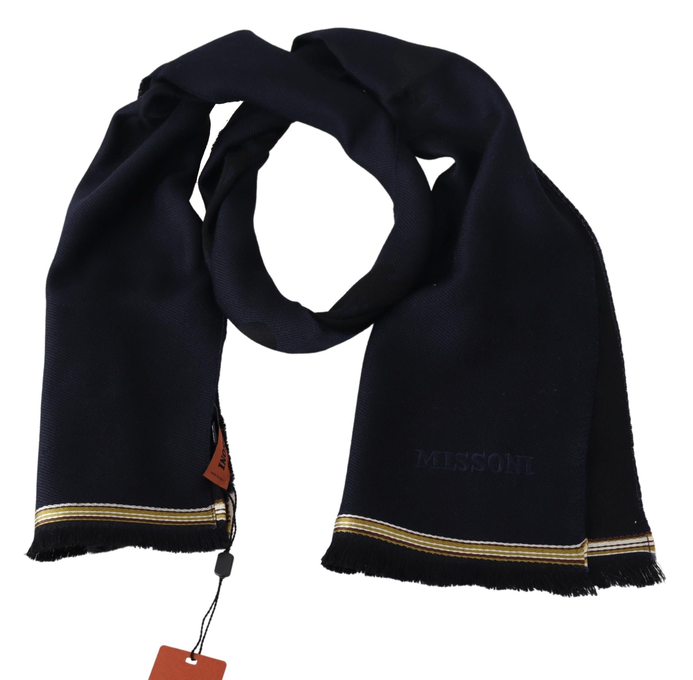 Missoni Elegant Unisex Wool Scarf with Embroidered Men's Logo