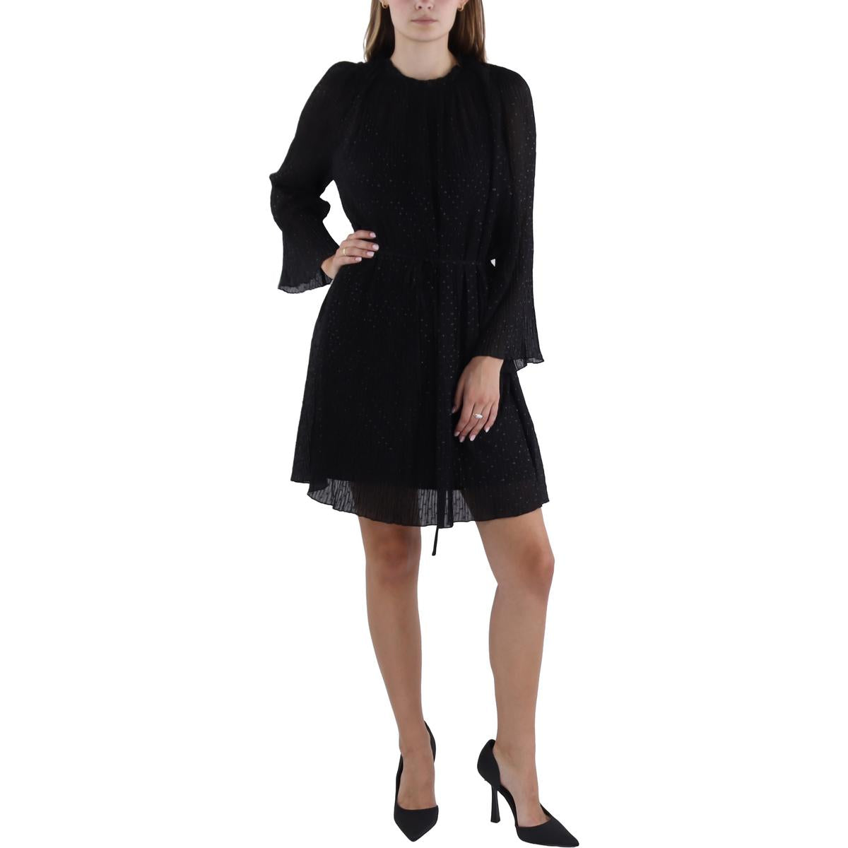 Womens Pleated Above Knee Shift Dress