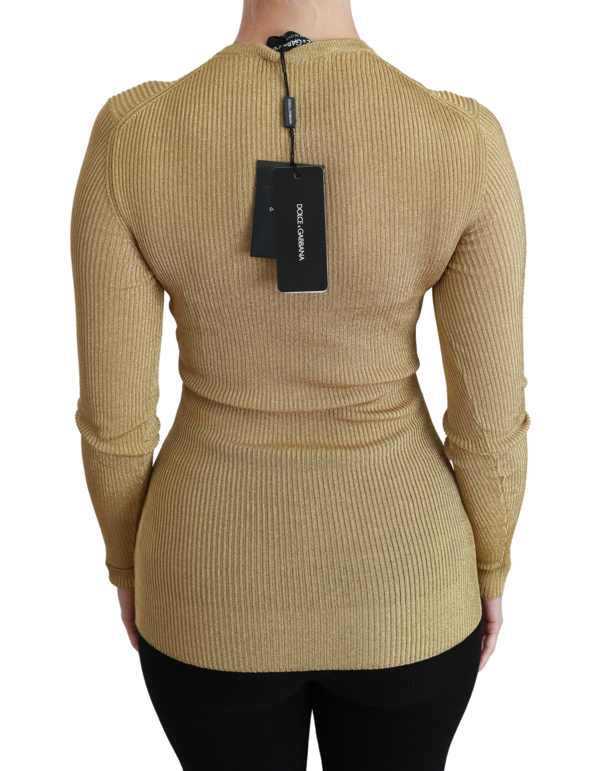 Dolce & Gabbana  Ribbed Knit Top in Gold