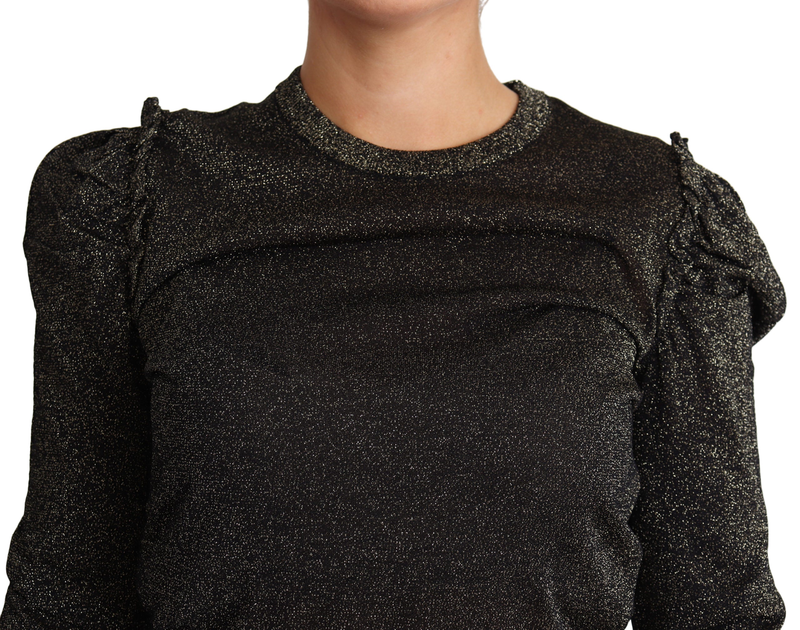 Dolce & Gabbana  Women's Black Puff Sleeve Glitter Sweater