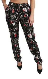 Dolce & Gabbana Printed Silk Mid Waist Pants6