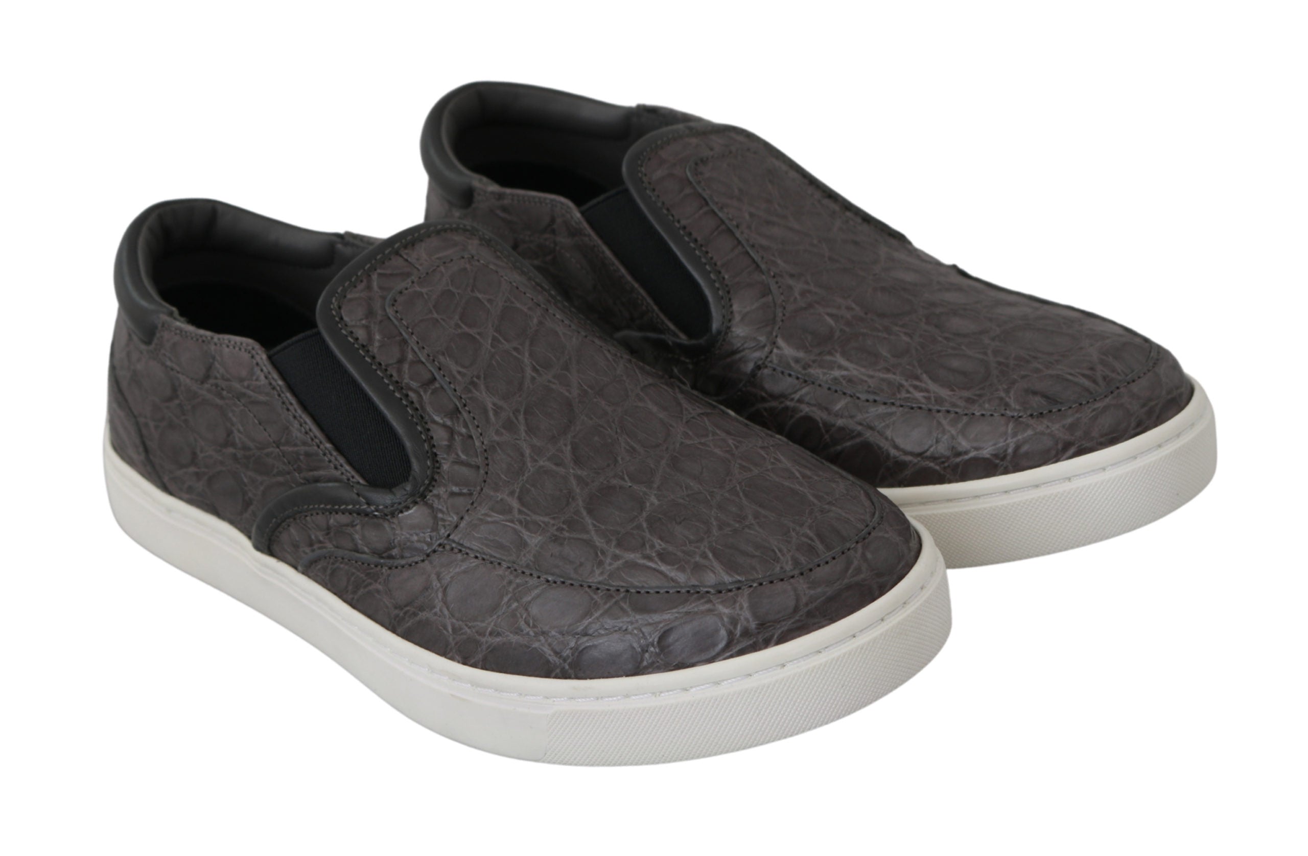 Dolce & Gabbana  Portofino Crocodile-Embossed Leather Slip-On Sneakers