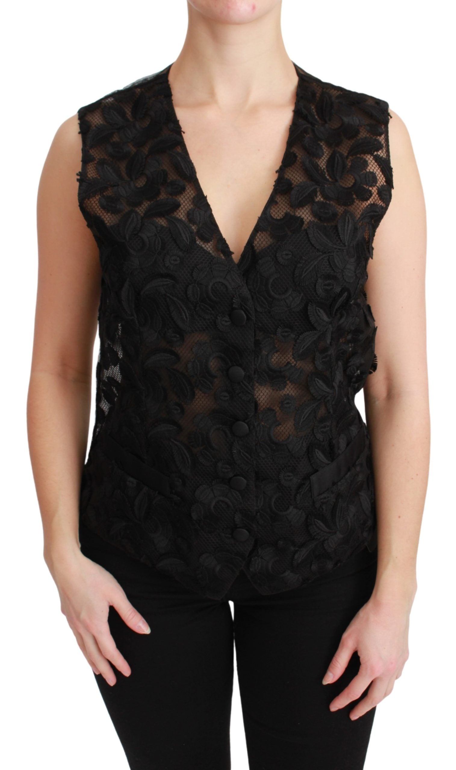 Dolce & Gabbana  Women's Black Floral Lace Vest