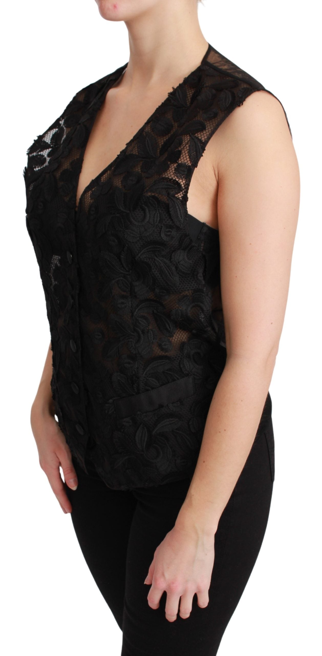 Dolce & Gabbana  Women's Black Floral Lace Vest