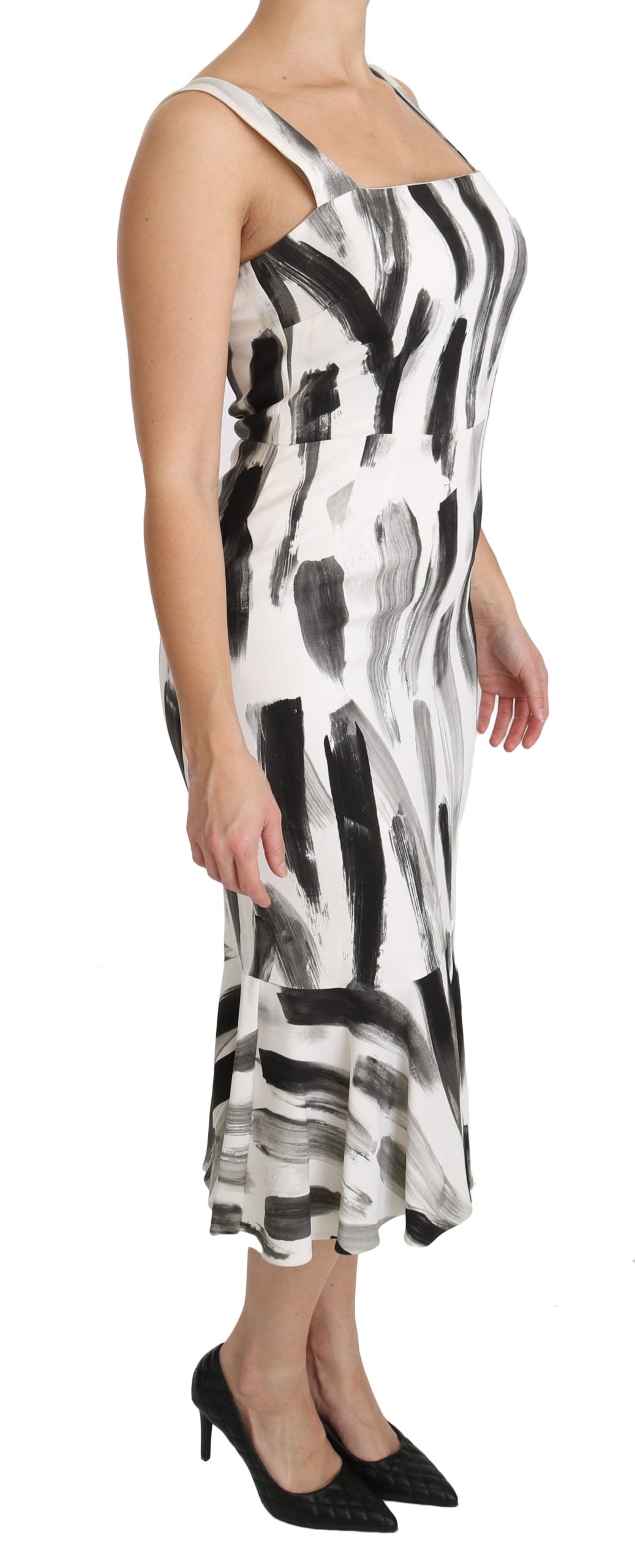 Dolce & Gabbana  Abstract Print Midi Dress Black & White