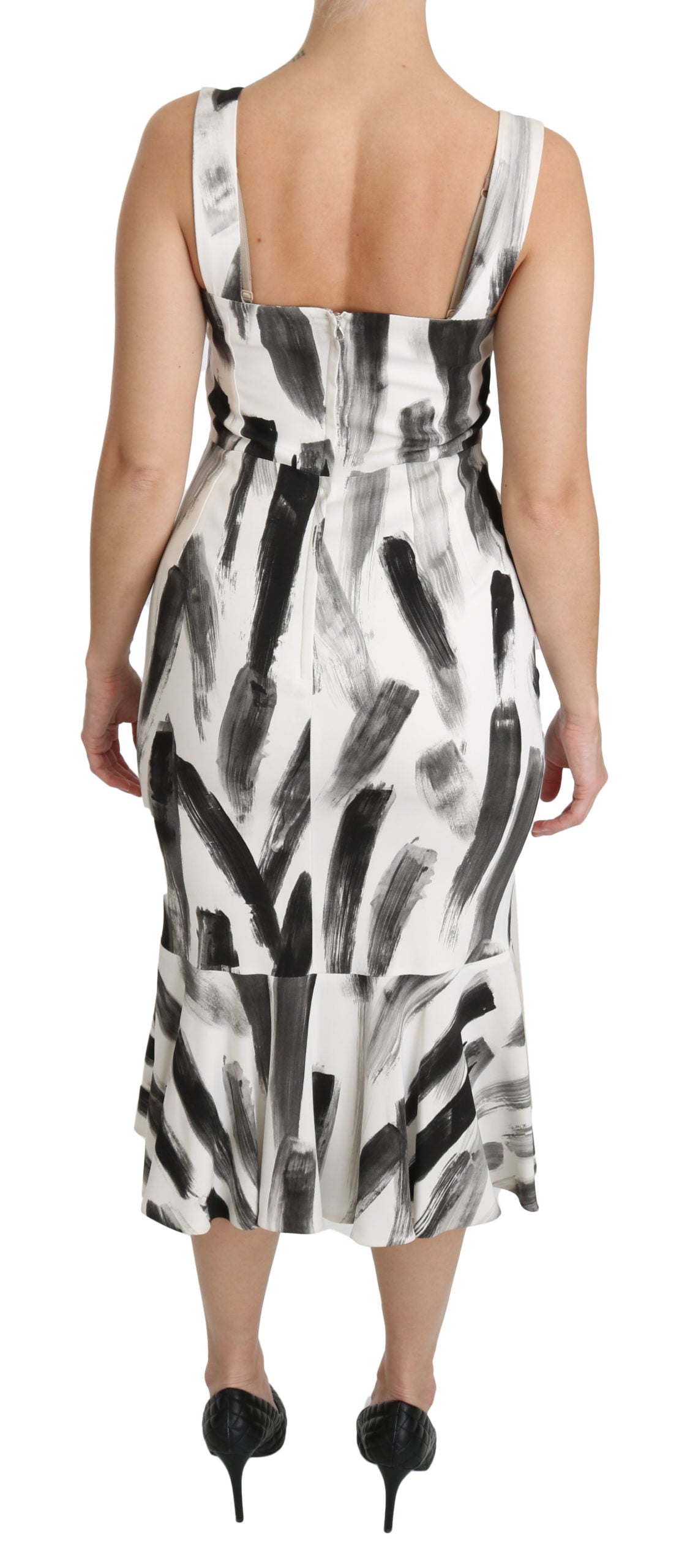 Dolce & Gabbana  Abstract Print Midi Dress Black & White