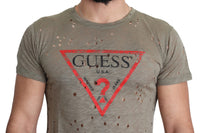 Guess  Men's Distressed T-Shirt - Green11