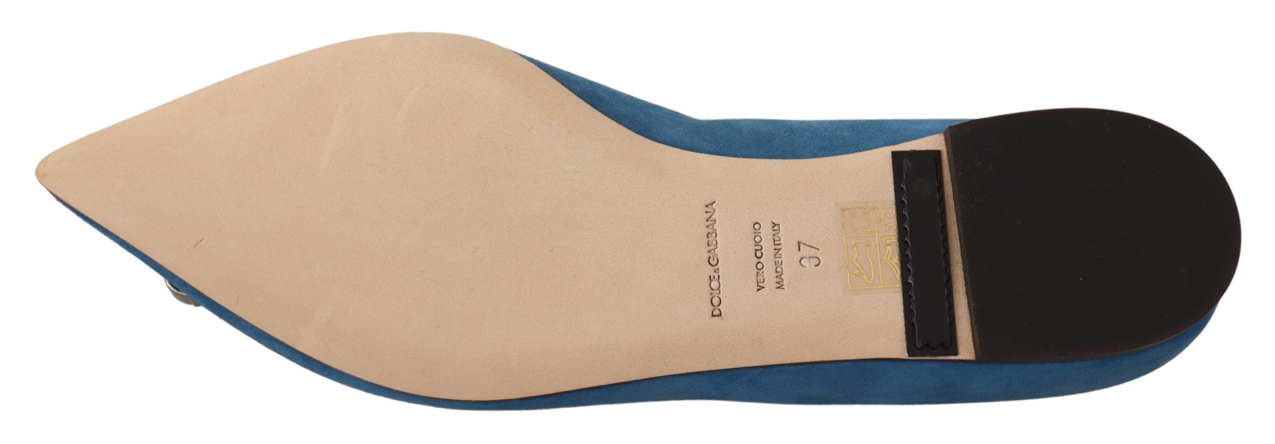 Dolce & Gabbana  Suede Ballerinas with Crystal Detail - Blue