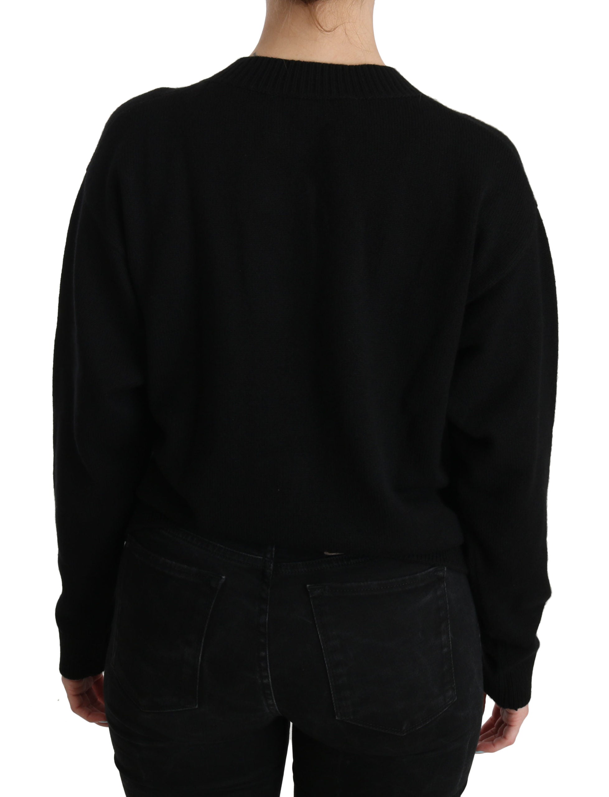 Dolce & Gabbana  Black Knit Cardigan with Embellished Buttons