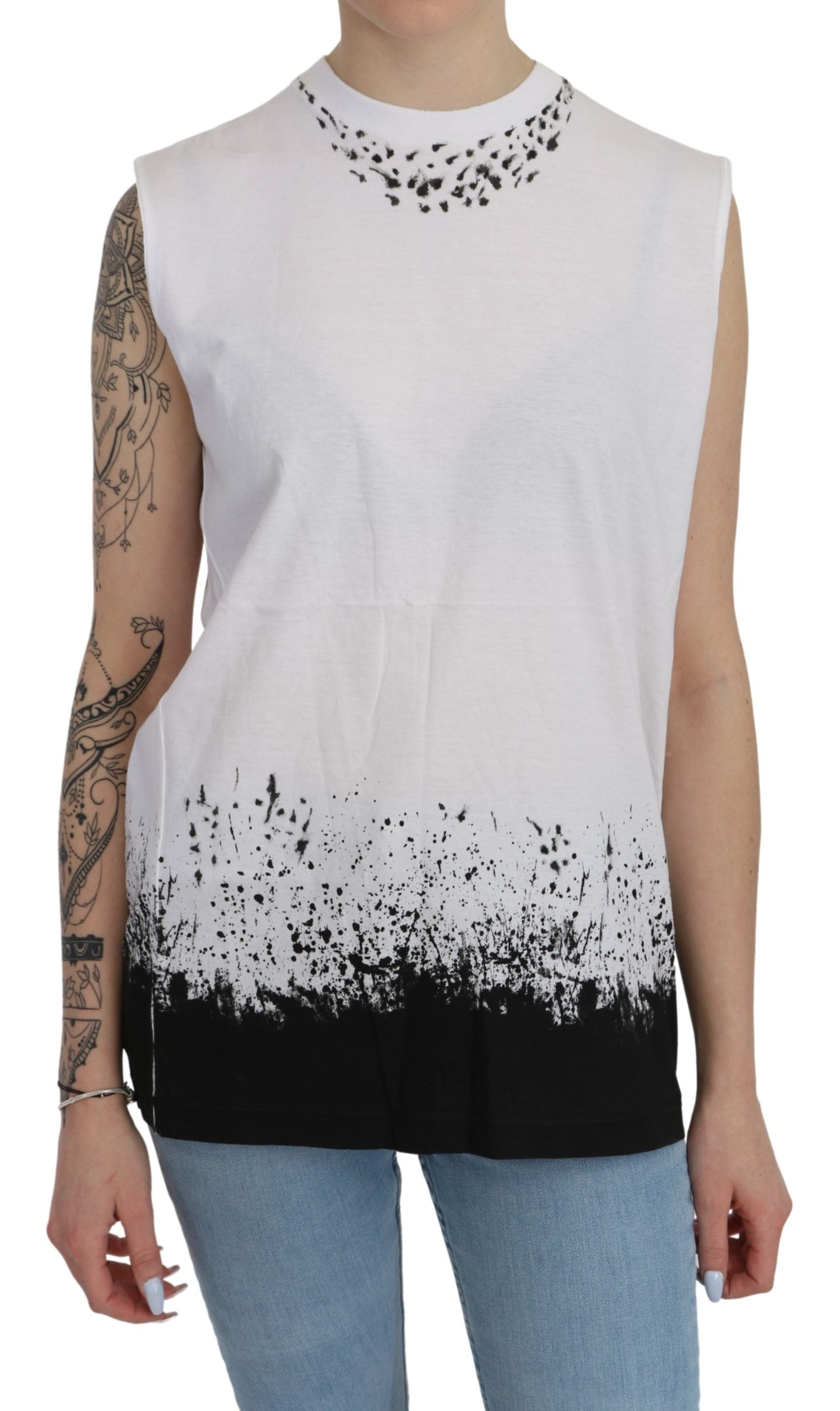 Dsquared² Dsquared Women's Black & White Splatter Tank Top