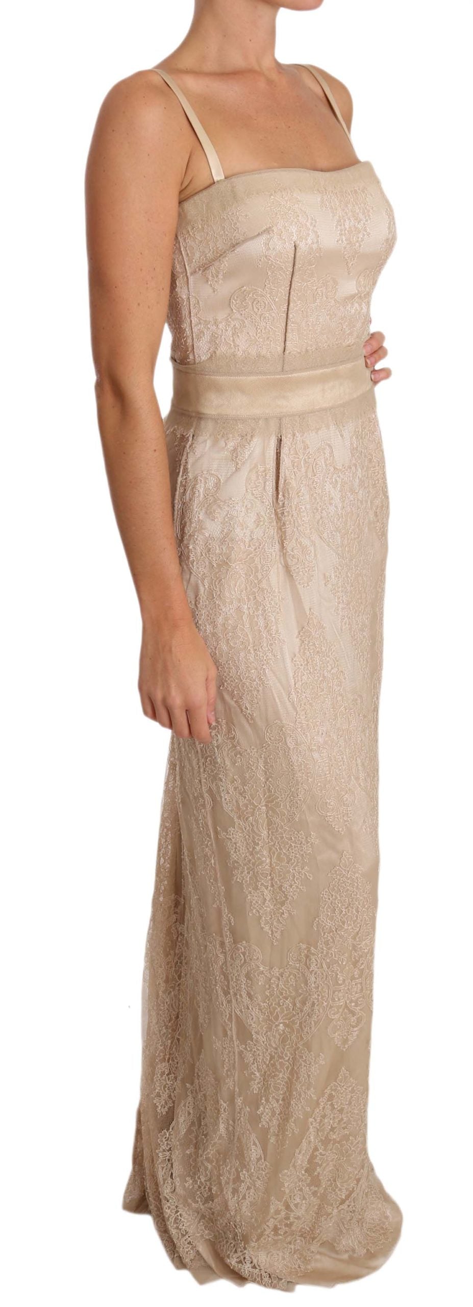 Dolce & Gabbana  Strapless Lace Dress Beige