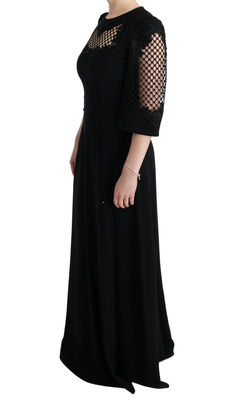 Dolce & Gabbana  Lace Trimmed Black Midi Dress