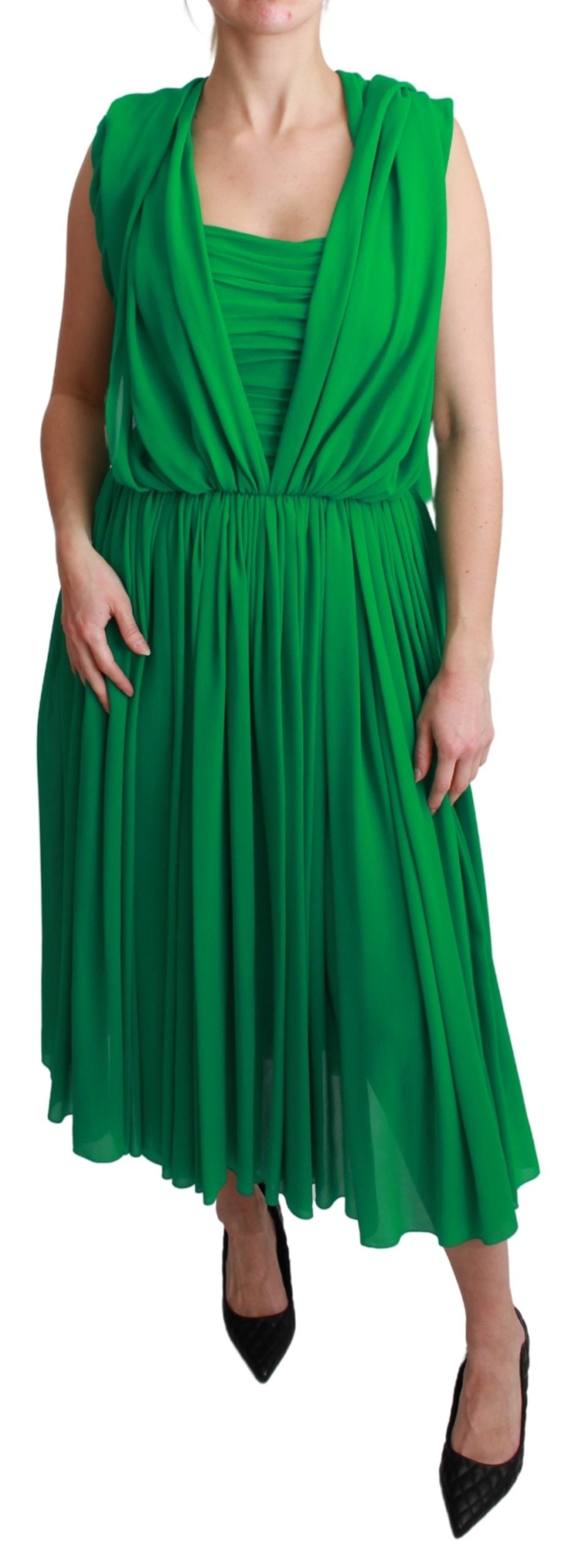 Dolce & Gabbana  Green Pleated Dress