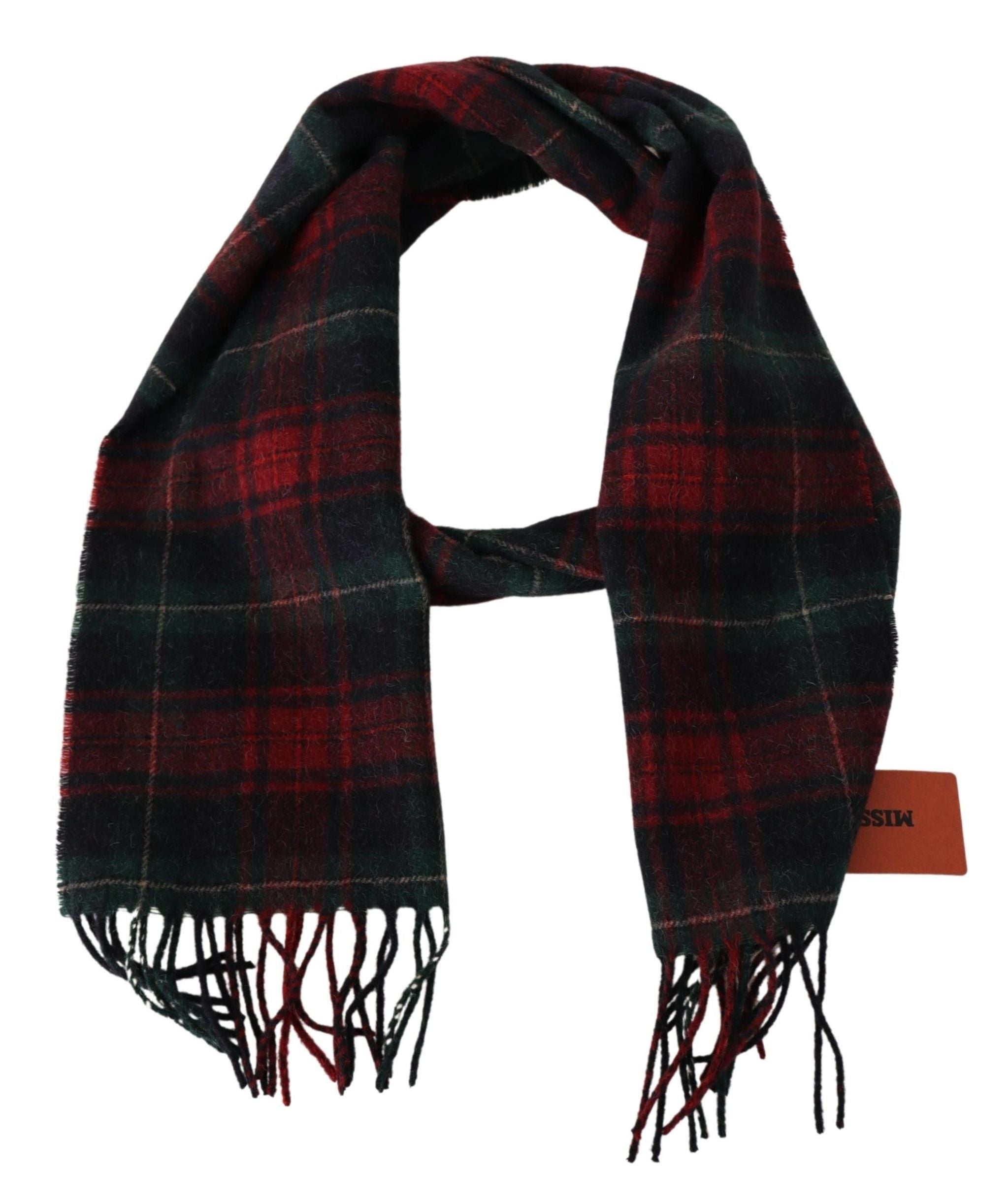 Missoni Elegant Check Wool Scarf with Logo Men's Embroidery