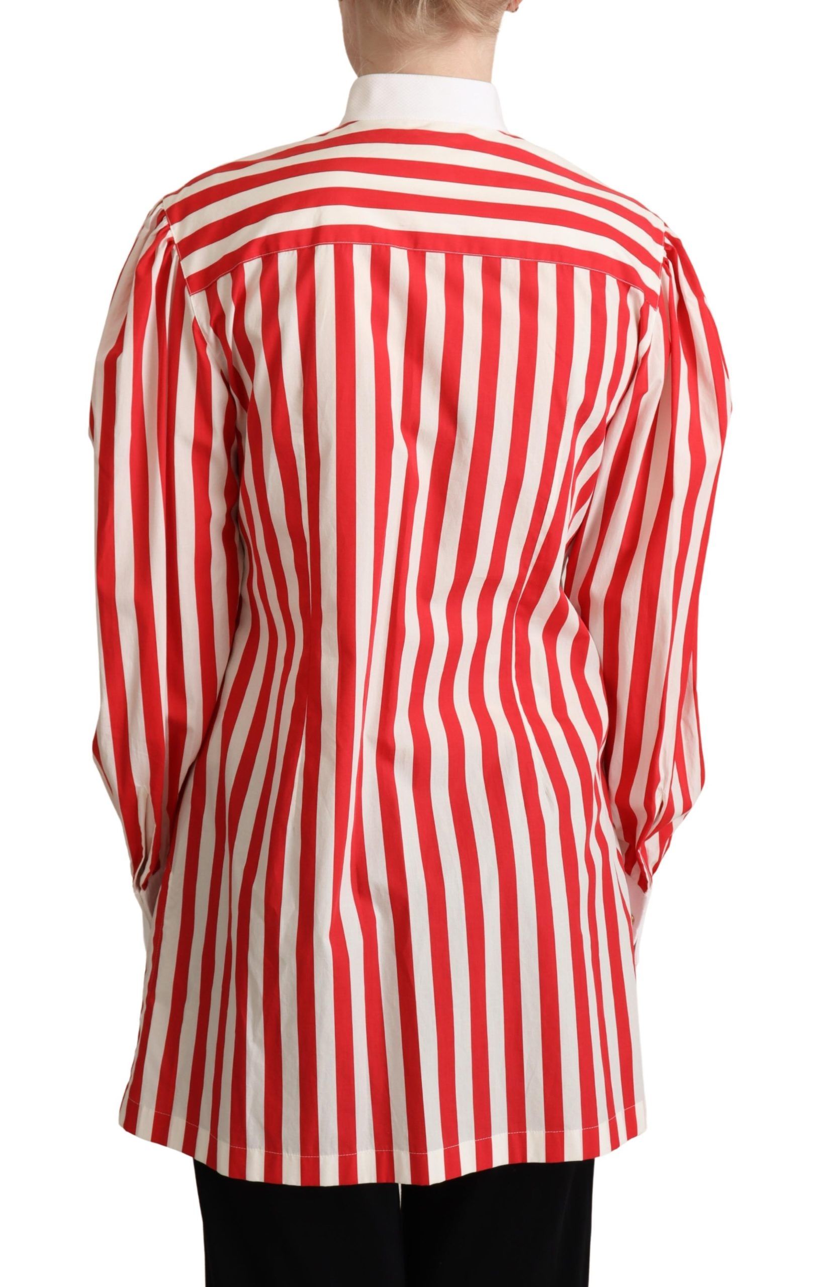 Dolce & Gabbana Elegant Red and White Stripe Cotton Polo Women's Top