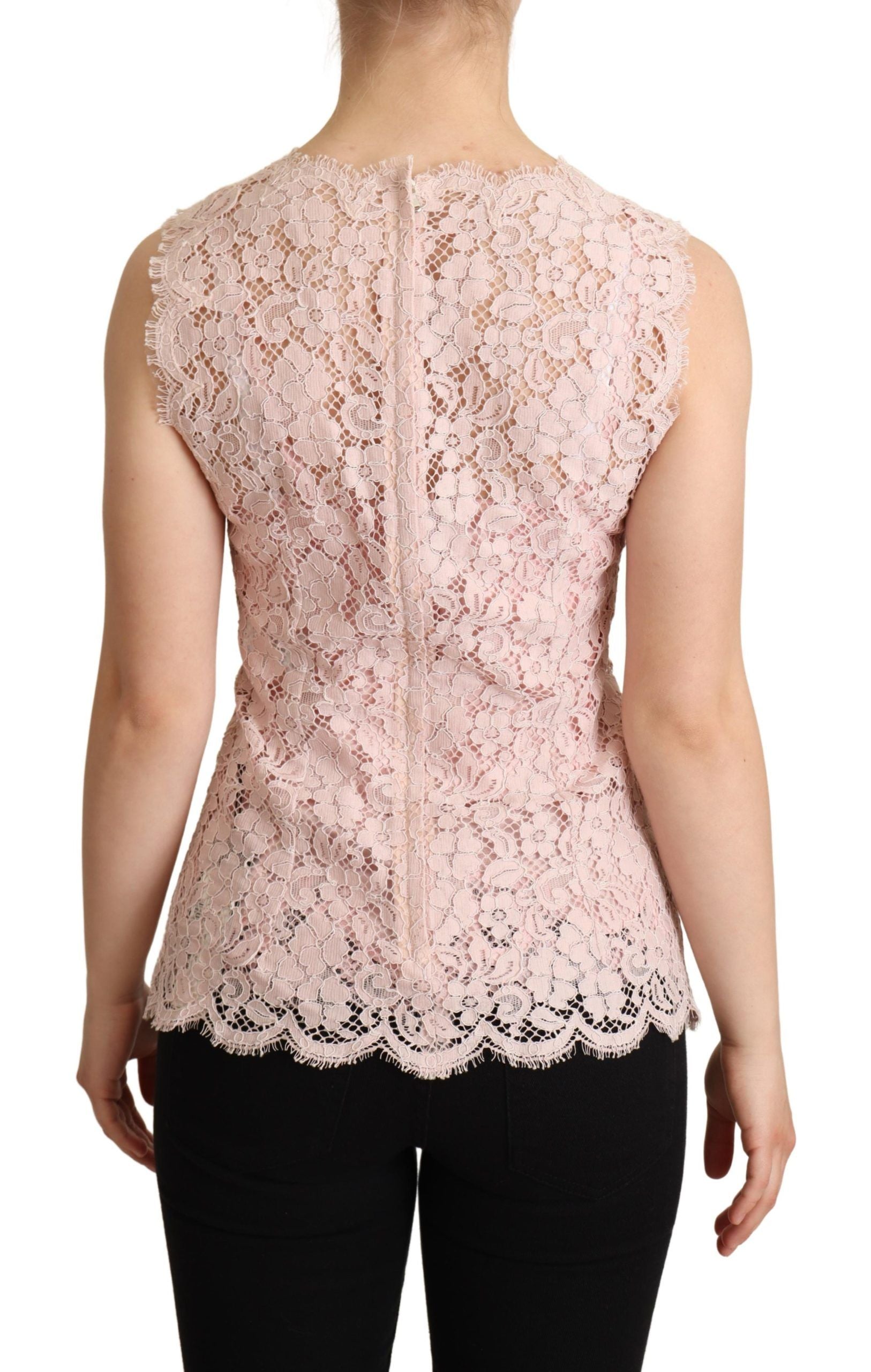 Dolce & Gabbana Elegant Pink Lace Sleeveless Women's Blouse