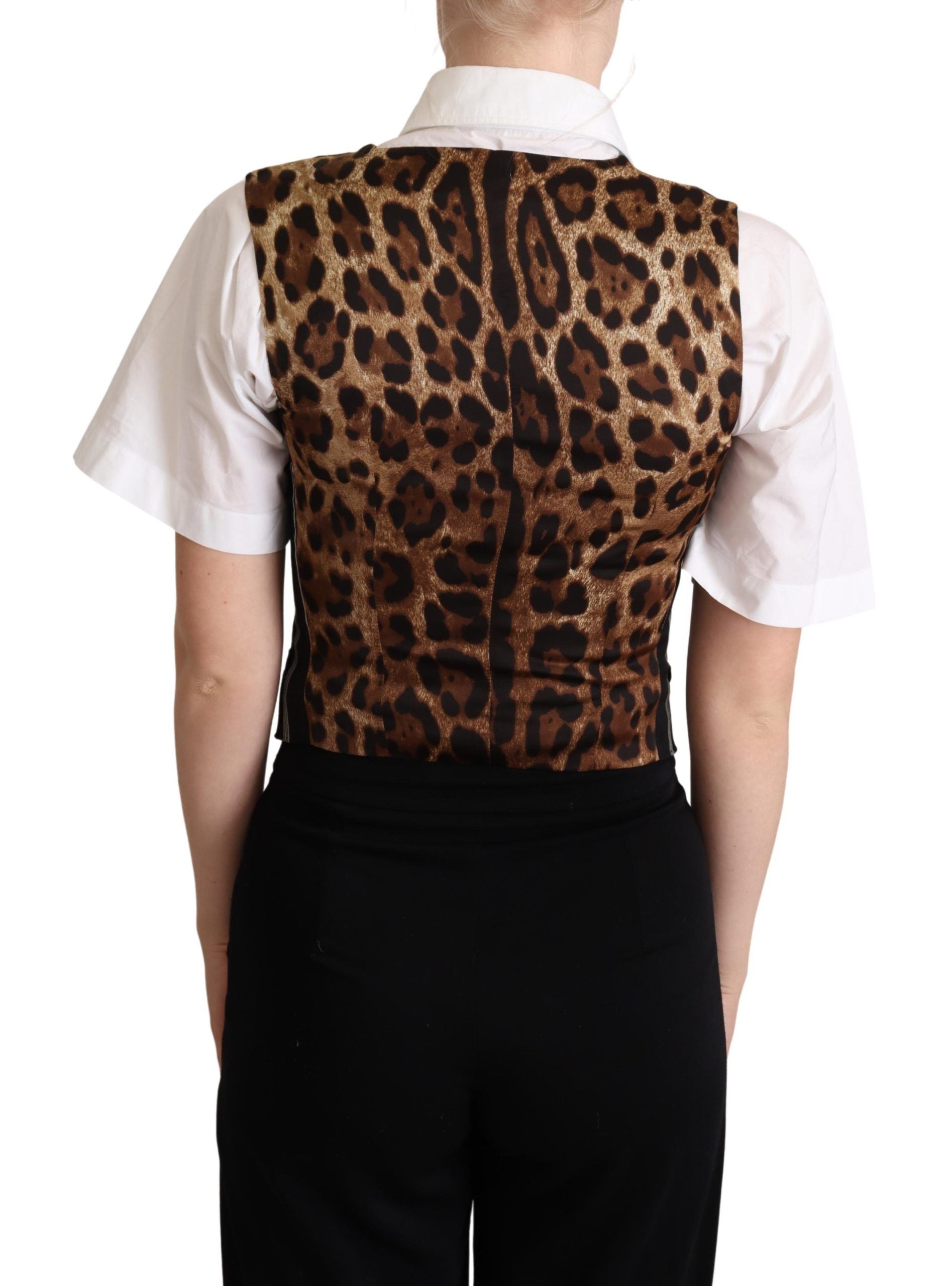 Dolce & Gabbana Chic Black Leopard Print Women's Waistcoat